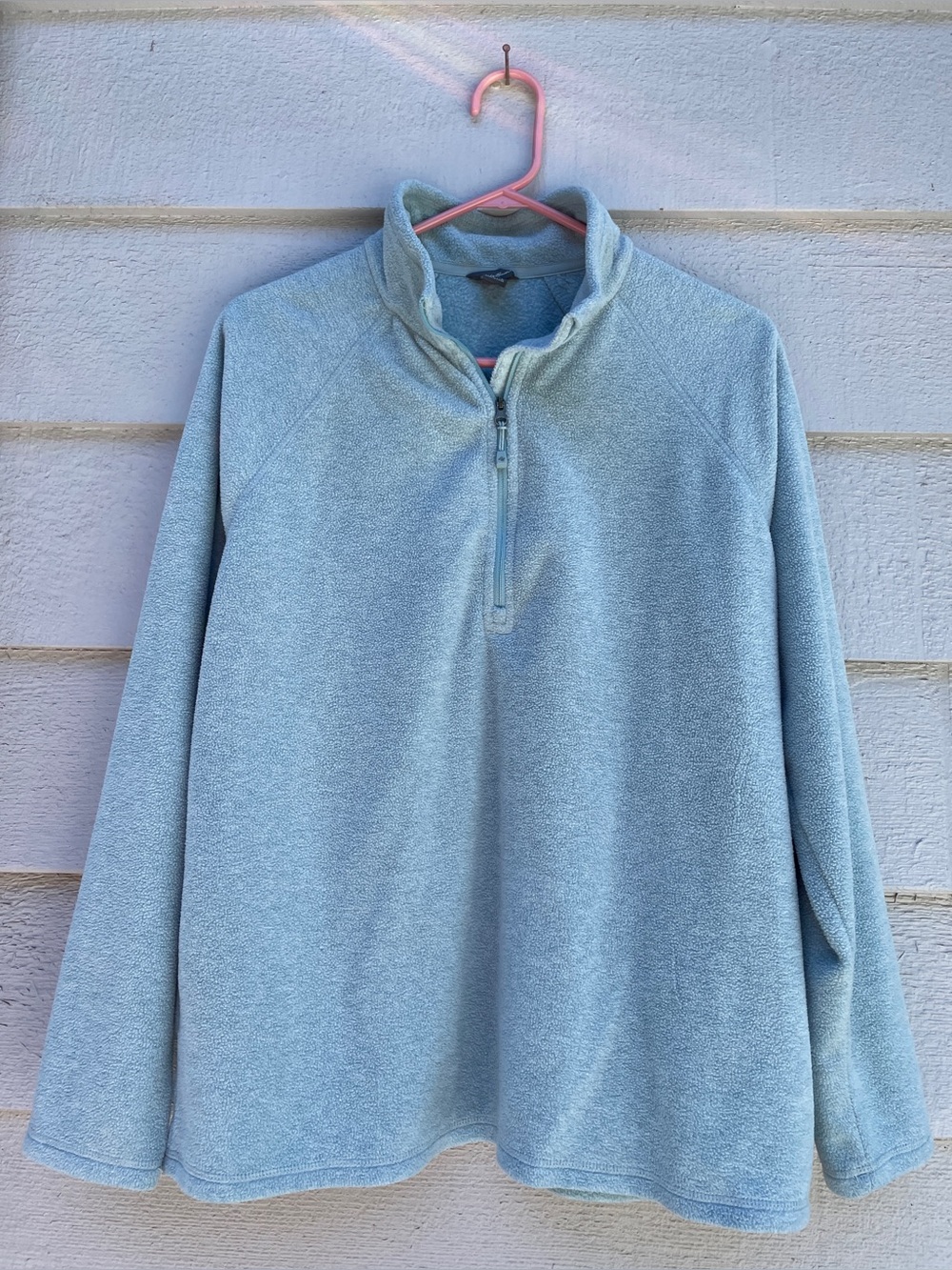 Eddie Bauer Quarter Zip Fleece Pullover, Women’s Size Large, Seafoam Green